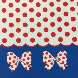 Lucian Fabric Rare Polka Dot Ribbon Red Blue 100cm - Picture 1 of 6