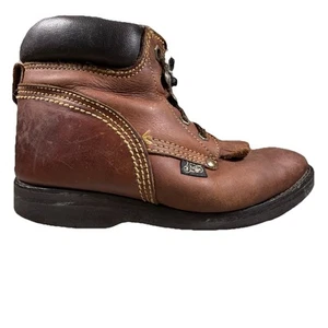 Justin Lace Up Kids Boots 782Y Size 2.5D Brown Leather - Picture 1 of 14