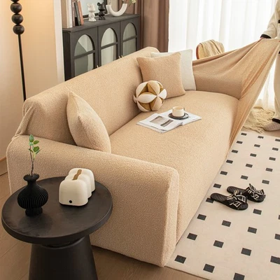 Funda de sofá Sherpa polar elástica antideslizante cálida felpa protectora de muebles para mascotas Foto 1 de 4