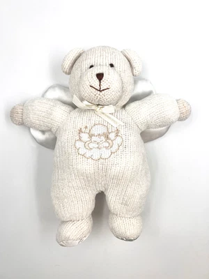 Bright Future Heirlooms cream color baby bear angel plush satin wings rattle 9" - Image 1 of 4