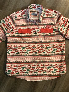 MAGELLAN Herren Angelhemd Relaxed Fit XL belüftet Weihnachten Outdoor Cabin Print - Bild 1 von 12