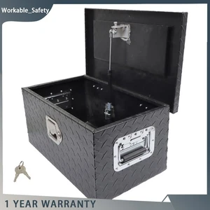 20"x12"x9.5" BLACK ALUMINUM PICKUP TRUCK TRUNK BED TOOL BOX TRAILER STORAGE - Picture 1 of 15