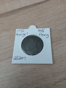 1724 British Half Penny Coin George I (23247) - Picture 1 of 4