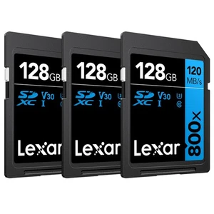 Lexar 128GB High-Performance 800x UHS-I SDHC Karta pamięci BLUE Series - (3-pak) - Zdjęcie 1 z 7