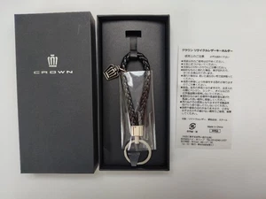 CROWN Llavero Cuero Reciclado Negro y Marrón, Diseño Trenzado, Nuevo - Imagen 1 de 1