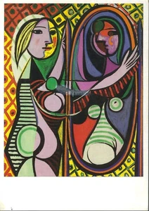 Vintage Postcard, Pablo Picasso, Girl Before A Mirror, Modern Art Painting, used - Picture 1 of 2