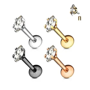 Labret Piercing 1,2mm Marquise Schliff Zirkonia Innengewinde Tragus Ohr Conch - Bild 1 von 6