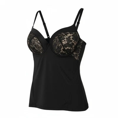 Top de camisola modeladora corporal de encaje negro Maidenform 38D - Lencería romántica atractiva Foto 1 de 4