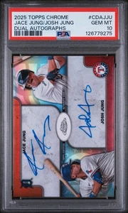 Jace Jung / Josh Jung 2025 Topps Chrome Dual Auto /25 PSA GEM MT 10* POP 1 !!! - Picture 1 of 5