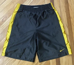 VTG Nike Basketball Shorts Mens Size L Black/Yellow Baggy Shiny Dazzle Y2K - Picture 1 of 5