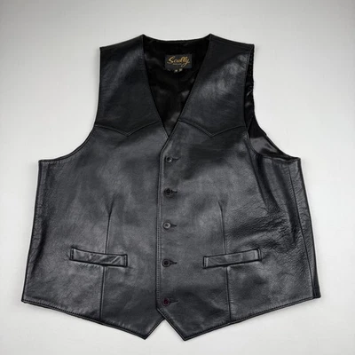 Chaleco de cuero Scully para hombre 48 Western abotonado vaquero motociclista ropa exterior clásica Foto 1 de 4