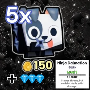 5x Ninja Dalmatian + 5 Million Diamonds. PS99. Tower Defense Event - Picture 1 of 1