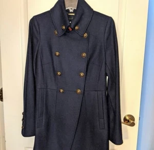WORTHINGTON Women’s Navy Blue Double Breasted Button Pea Coat Large - Picture 1 of 9