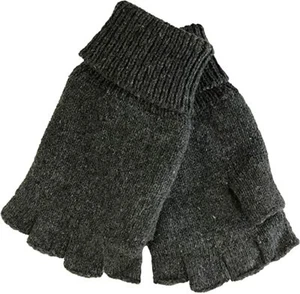 Men's Fingerless Ragg Wool Gloves With Inner Fleece Palm Lining Size L/XL - Picture 1 of 3