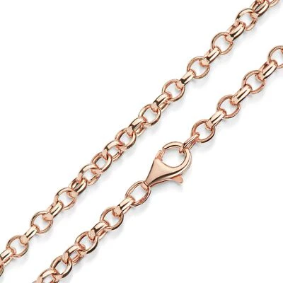 MATERIA Erbskette Rosegold Kette oval 4mm Damen Halskette 925 Silber vergoldet  - Bild 1 von 4