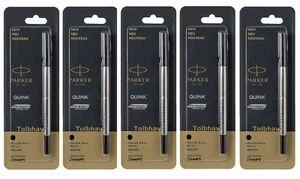 5 X Parker Quink Roller Ball Roller Bolígrafo Recarga Tinta Negra Pluma Mediana Nuevo - Imagen 1 de 6