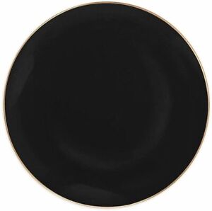 Organic Collection Black/Gold Rim Plastic Disposable Dinner Plates 10"