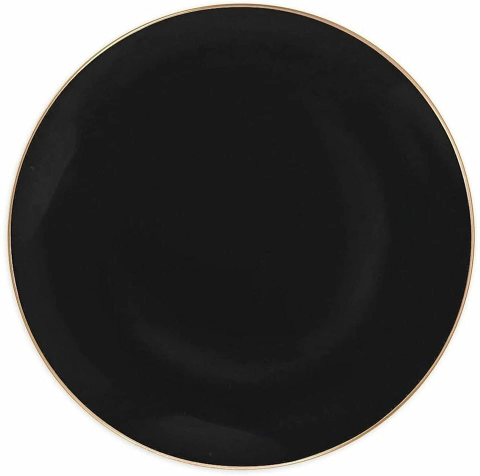 Platos de cena desechables de plástico con borde negro/dorado Organic Collection de 10" Foto 1 de 4