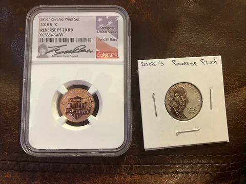 2018 S REVERSE PROOF LINCOLN CENT NGC PF70 RD LYNDALL BASS SIGNED LABEL + Nickel Cover