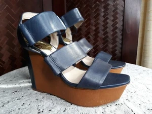 Vince Camuto Niskera Blue Platform Wedge Sandals size US 8.5 M width - Picture 1 of 8