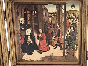 Religious Art Triptych John the Baptist, Adoration of the Magi, St Christopher - Picture 1 of 10