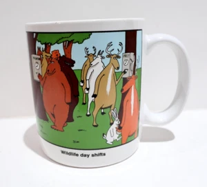 Vintage The Far Side Coffee Mug “Wildlife Day Shifts” 1990 Gary Larson - Picture 1 of 6