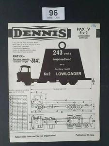 VINTAGE DENNIS PAX V 6x2 TIEFLADER FAHRWERK DOPPELSEITIG PROSPEKT 1964 - Bild 1 von 2