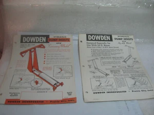 VINTAGE 1956 FARM WAGON DOWDEN HYDRAULIC DUMP HOIST ADVERTISING LITERATURE PAIR - Picture 1 of 3