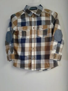 H&M L.O.G.G Kids Shirt Toddler Blue & Tan Plaid  Size 12 /18 M - Picture 1 of 4