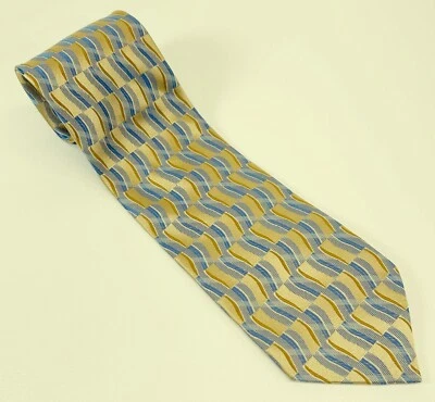 Privado Mens 100% Silk Tie Necktie Silk Handmade Gold & Blue 58 x 3.5 EUC - Image 1 of 4