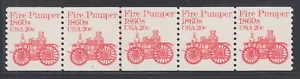 US Sc 1908 MNH. 1982 20c vermilion Fire Pumper, Plate #2 under 2nd, strip of 5 - Picture 1 of 1
