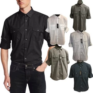 Axist Mens Button Down Long Sleeve Tonal Woven Casual Dress Shirt - Picture 1 of 17