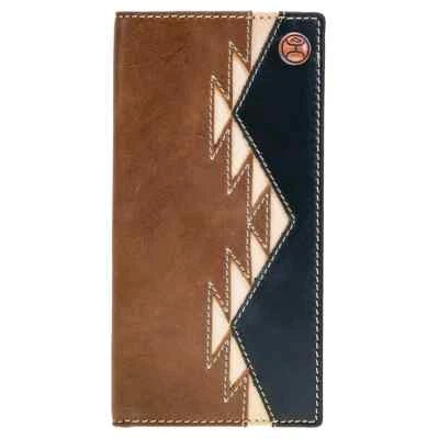 HOOEY  "TONKAWA" Leather RODEO WALLET BROWN/BLACK W/ IVORY AZTEC HW006-BRBK - Image 1 of 3