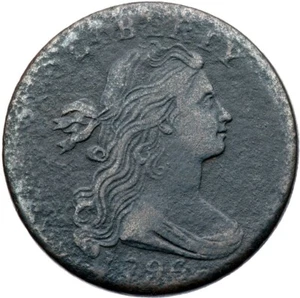 1796 S-94 R-5+ Rev von 1797 Drapierte Büste große Cent Münze 1c - Bild 1 von 2
