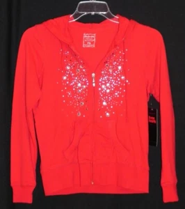 NWT - Petite Ms Studded Front Full Zip Hoodie from Three Hearts -Red- Sz PS - Picture 1 of 1