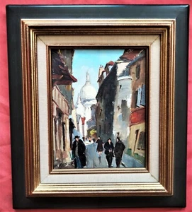 Belle huile du XX e siècle par Edouard Lesaout " rue animée à Montmartre - Picture 1 of 3