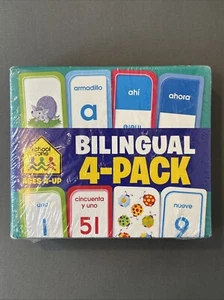 Neu & versiegelt Schulzone zweisprachig Spanisch/Englisch Lernkarten 4er-Pack ab 4 Jahren - Bild 1 von 6