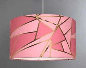 new geometric handmade lamp shade triangular line pink gold line pendant shade - Picture 1 of 7