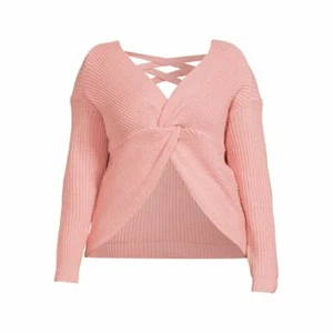 Suéter Top No Boundaries Juniors M 7-9 Torcido Frontal Con Cordones Traseros Cuello en V ROSA - Imagen 1 de 2