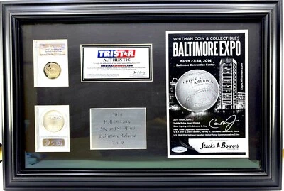 2014 Hall of Fame PF69 $1 and 50C Coins Authentic Cal Ripken Jr Signature FRAMED - Image 1 of 4