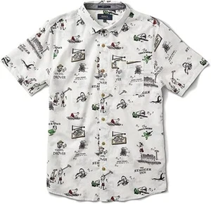 Roark Mens Charmed Circle Shirt, Short Sleeve Collared Button Up, Off White, S - Picture 1 of 5