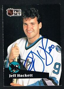 Jeff Hackett #331 signed autograph auto 1991-92 Pro Set Hockey Trading Card