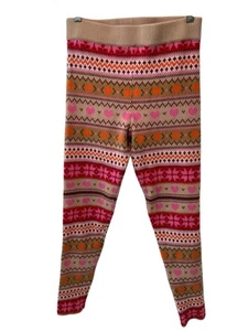 Hello Kitty & Friends Forever 21 Womens Knit Leggings Red Pink Tan Hearts Med - Picture 1 of 4