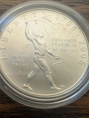 2006 benjamin franklin scientist silver dollar - Image 1 of 2