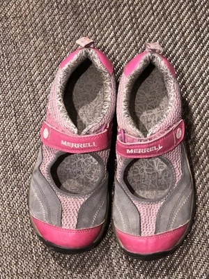 Merrell Suede/Mesh Kids Mary Jane pink with grey Size 3 M US - Image 1 of 4