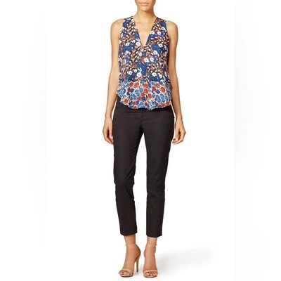 DEREK LAM 10 CROSBY Sleeveless Lightweight Poppy Floral Silk Top| Size 2 - Image 1 of 4
