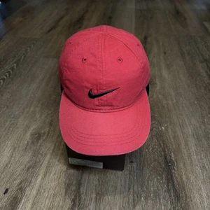 Vintage Nike Hat Youth Red Black 4-7 Adjustable Strap 90s Y2K 2000s Baseball Cap - Picture 1 of 6