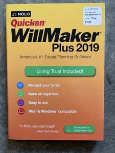 Nolo Quicken WillMaker Plus 2019 with Living Trust Software for Mac & Windows - Afbeelding 1 van 3