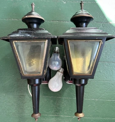 Par de apliques exteriores vintage luces linternas vidrio biselado Foto 1 de 4