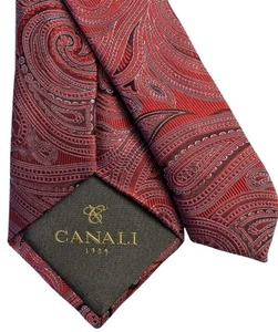 CANALI 1934 Herren Seidenkrawatte AKTUELL Luxus Designer XL ROT Paisley Blumen Kunst - Bild 1 von 9
